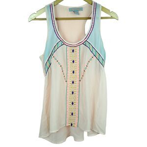Flying Tomato Women Tank Top Sleeveless Blouse Embroidered Size S